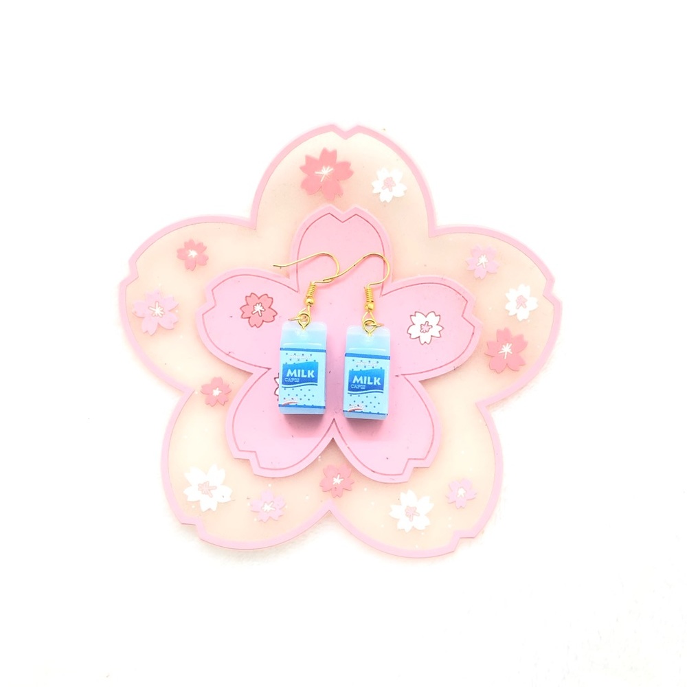 Kawaii Blue Milk Carton Earrings